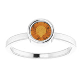 Platinum 5.5 mm Natural Citrine Ring